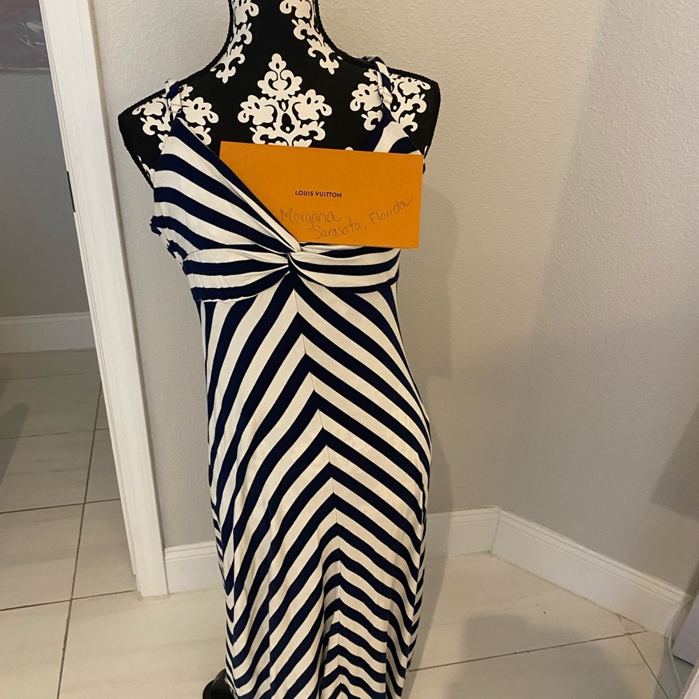 Soma Navy and White Chevron Maxi Dress